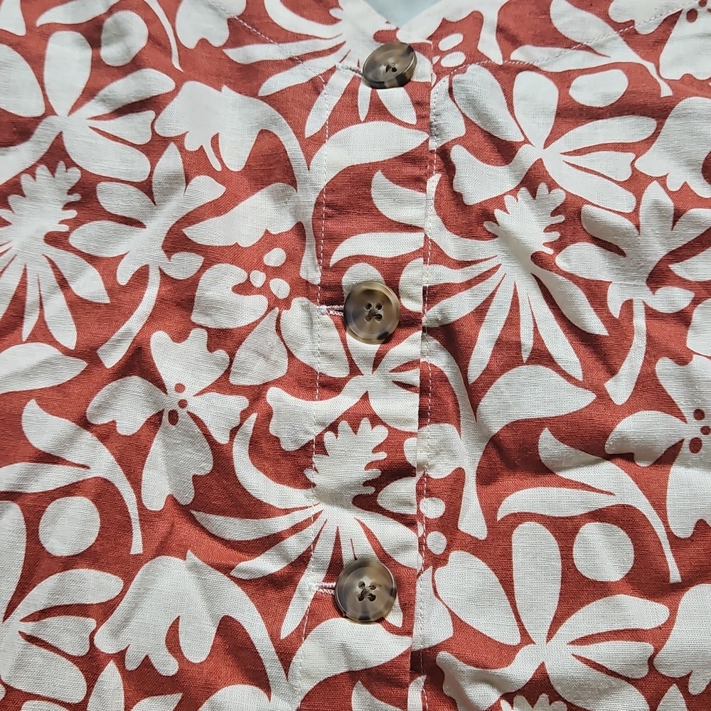 Marine Layer Coral and White Floral Tank Top, Size L - Picture 6 of 10